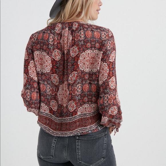 Lucky Brand Boho Moroccan Western Tapestry Peasant Top Pink Medallion S new nwt - Picture 7 of 11